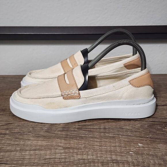 Cole Haan Grandpro Rally Canvas Women's Casual Penny Loafers Shoes Size 6 Beige - Picture 1 of 8
